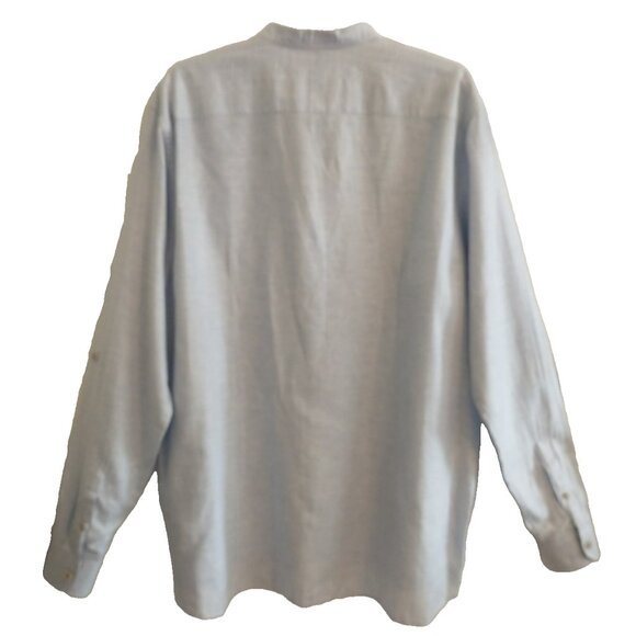 TED BAKER Mens Linen Blend Button Up Collarless Roll Tab Shirt Blue - 7 (3XL) - Picture 4 of 9